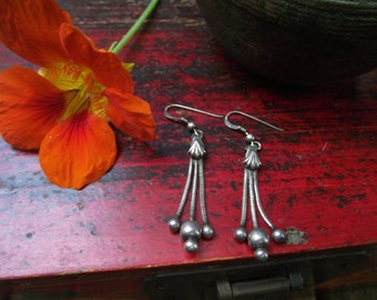 Tribal Dangle Earrings. Sterling Silver Earrings. Ethnic & Tribal Accessories.