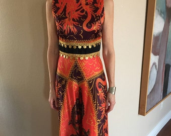 Vintage Abstract Palazzo Jumpsuit 1970