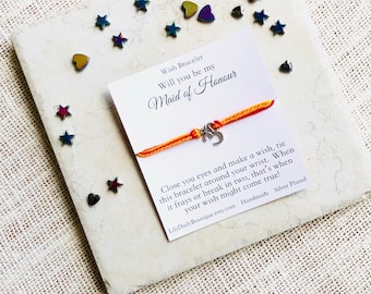 Wish Bracelet, Maid of Honor Proposal Card, Om Bracelet, Karma Bracelet, Bridesmaid Gift Idea, Make A Wish, String Bracelet, Bridal Party