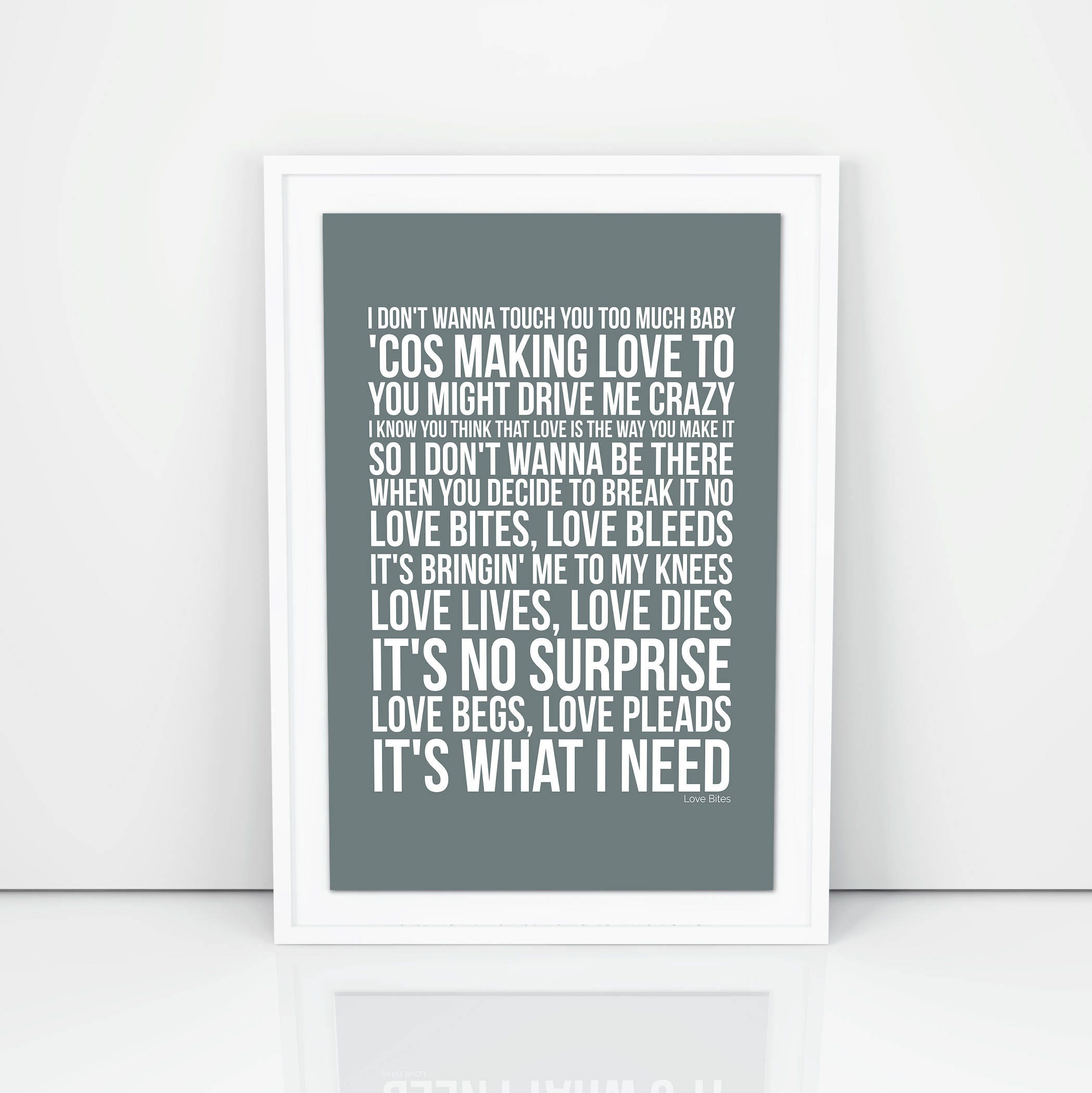 Def Leppard Love Bites Lyrics Poster Print Design A3 A4 Size