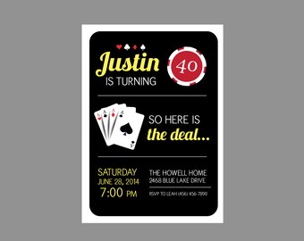 las vegas birthday birthday party invitation casino party