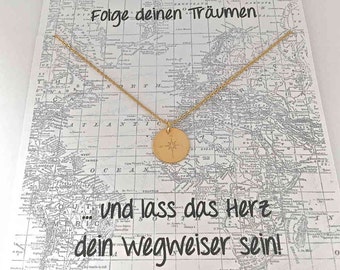 Wrist Compass with map, pendant 12mm gold