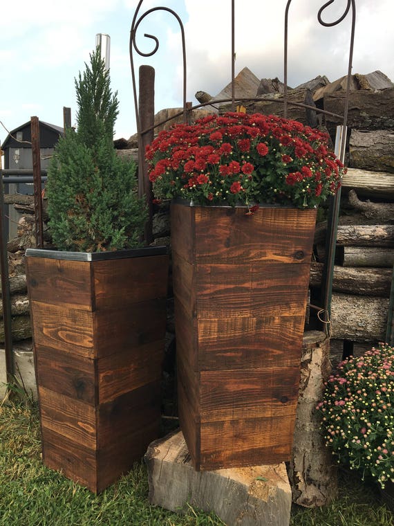 30 Tall Cedar Wood Rustic Planter Box / Rustic Planter