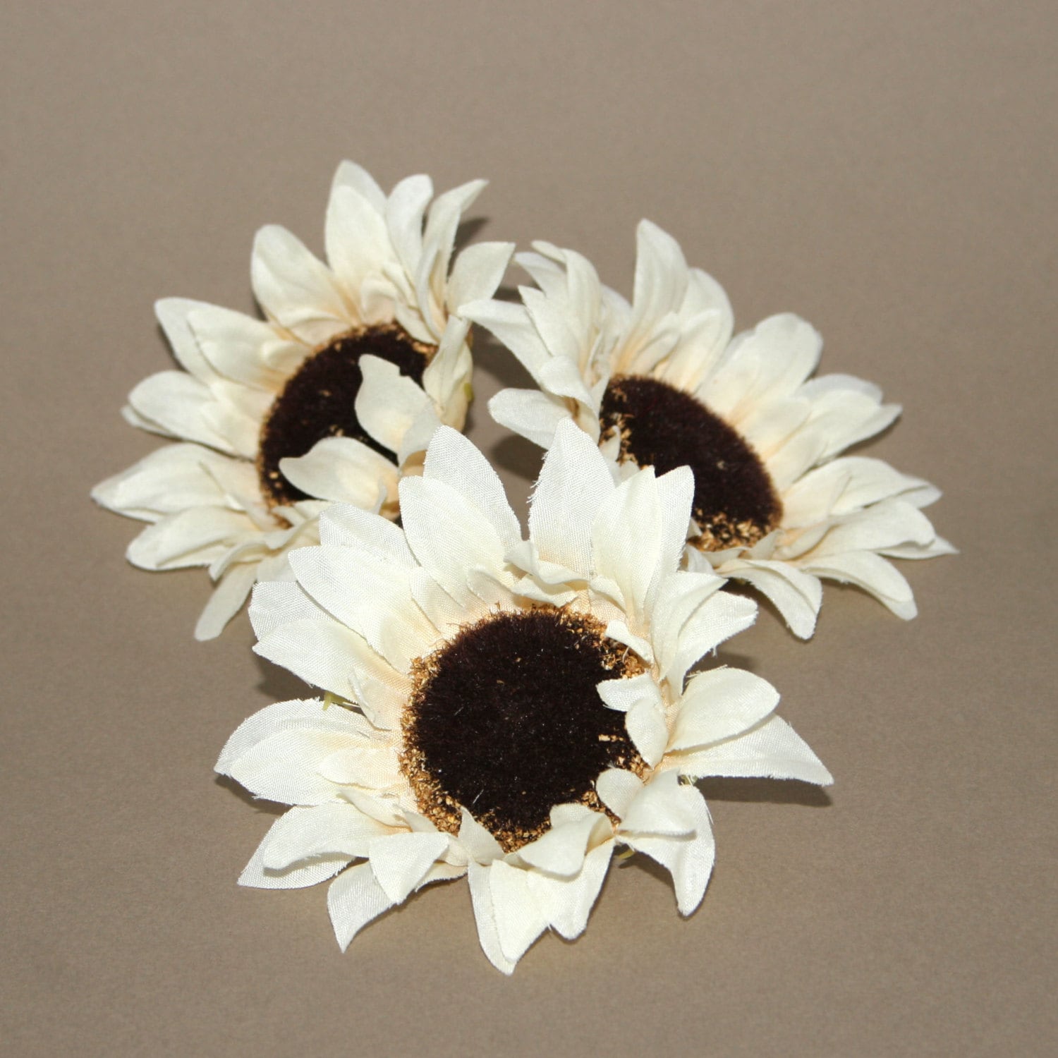 3 Cream White Sunflowers Artificial Flowers, Silk Flower Heads from SilkInspirations on Etsy