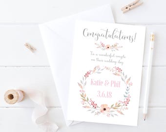 Personalised Wedding Card, New Mr & Mrs Card, Happy Couple Wedding Day Card, Couple Card, Newlyweds Card, Wedding Congratulations Card