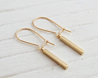 Gold Bar Earrings .. gold stick earrings, bar earrings, geometric earrings, simple earrings, minimal earrings