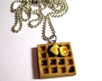 Waffle Necklace With Butter And Syrup