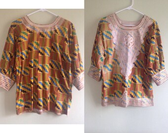Authentic 60's Psychedelic Embroidered Daishiki - size small, medium, tunic, ultra mini dress