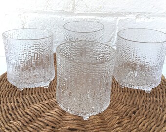 Set of 4 Iittala Ultima Thule footed tumblers 200ml capacity Made in Finland Tapio Wirkkala 1968 design Vintage glassware