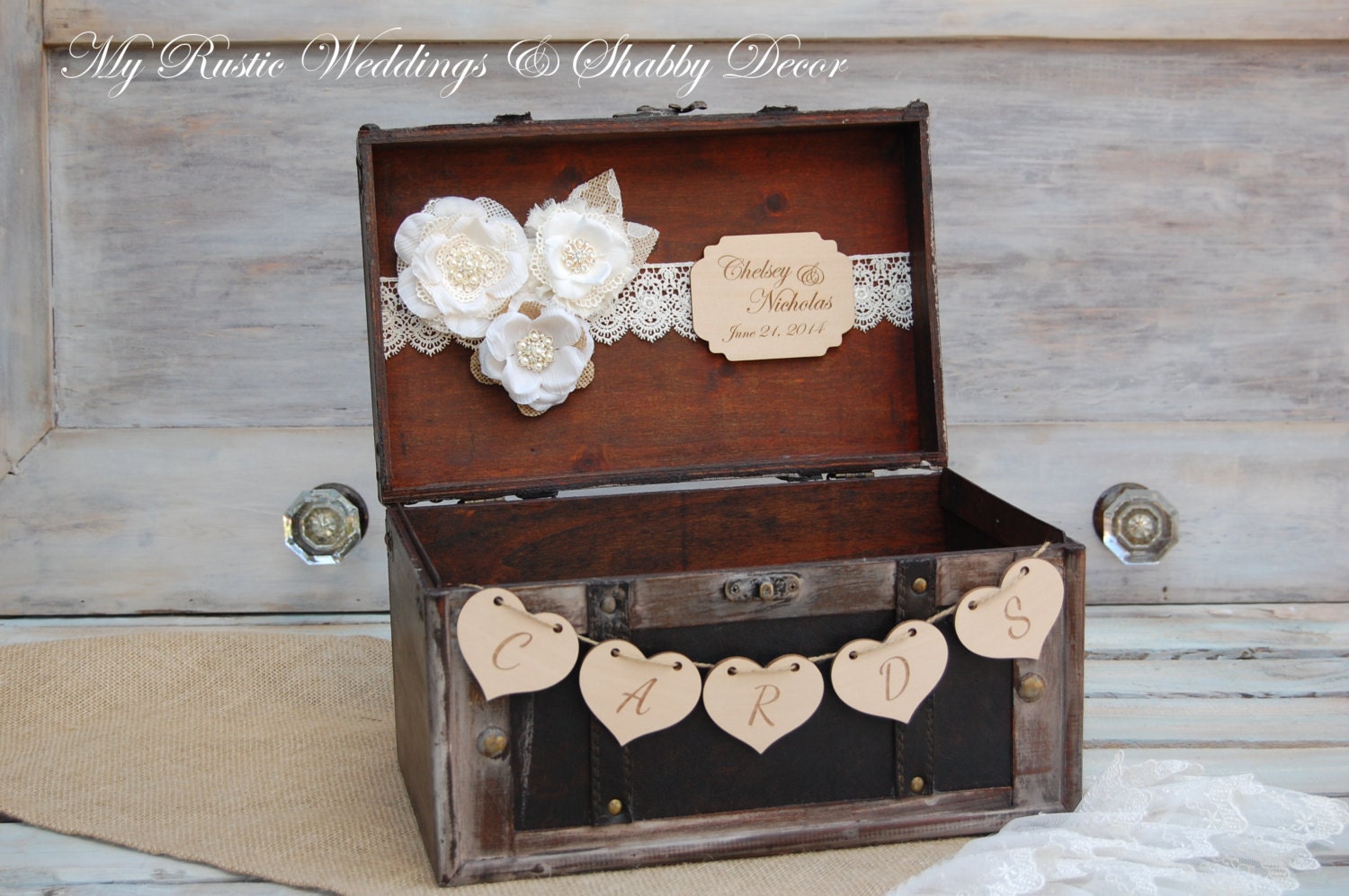 Large Shabby Chic and Rustic Card Box / Rustic Wedding Decor