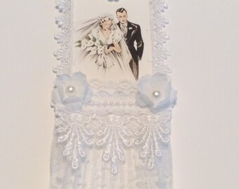 Wedding Tag, Vintage Tag, Bridal Shower Tag, Bride and Groom Tag, Lace Tag