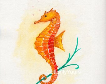 Watercolor Print - Seahorse
