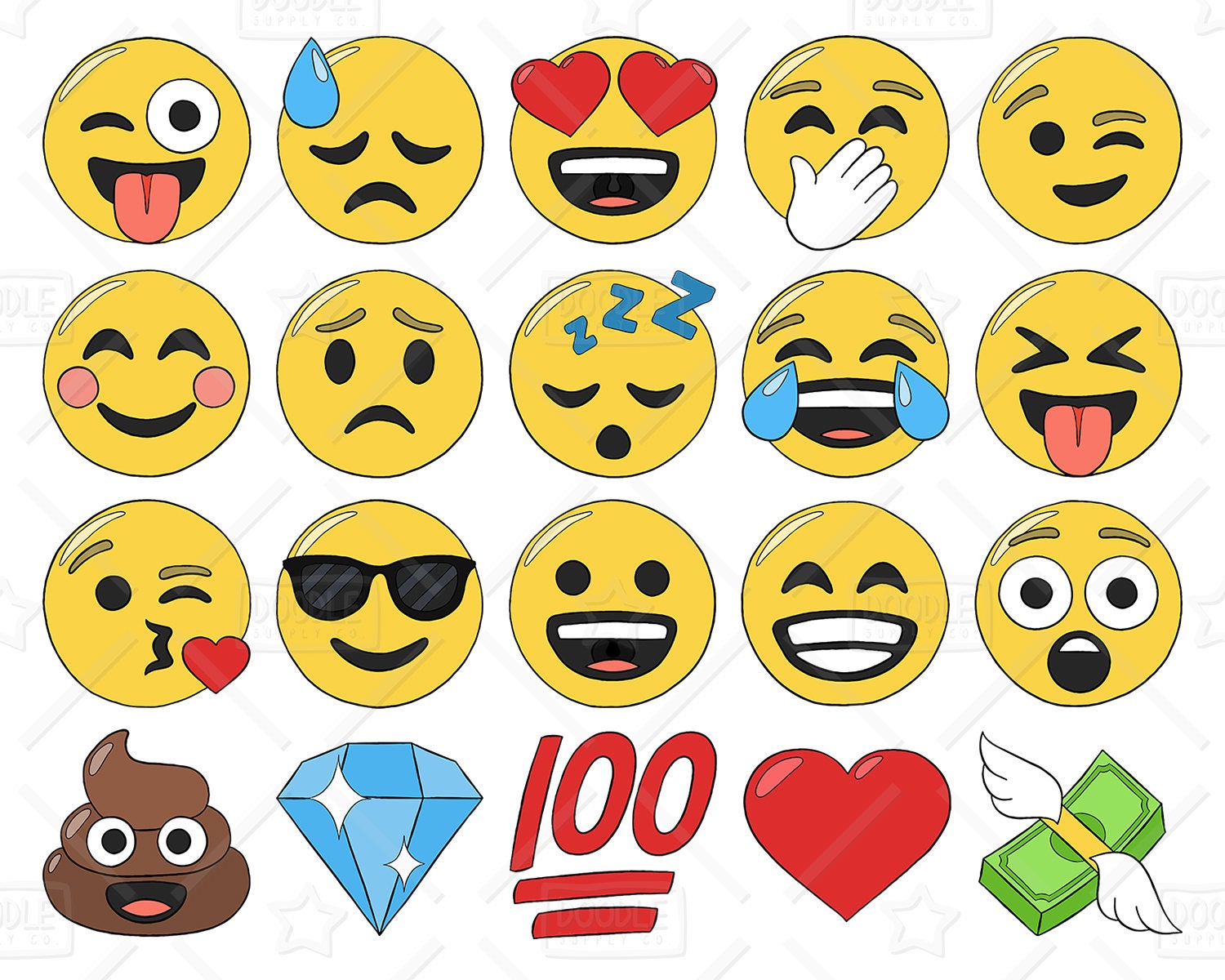 Download Emoji Clipart Vector Pack Smiley Faces Clipart Hand Drawn