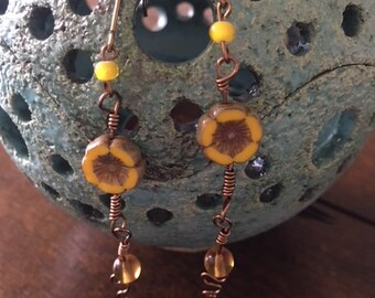 Yellow Flower Earrings