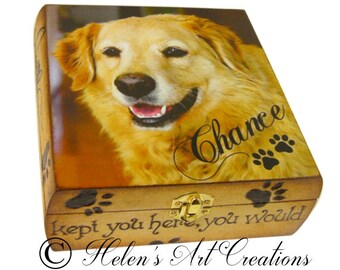 Pet Memorial Box, Pet Keepsake Box, Dog Urn, Wood Urn, Personalized Keepsake Box, Photo Keepsake Box, Custom Pet Photo, Animal Box