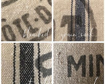 4 Printed Grain Sack Panels - Make your own cushion or upholstery.