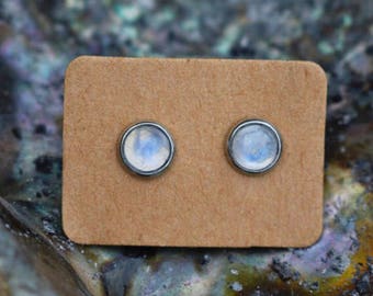 Moonstone earrings rainbow moonstone earrings moonstone jewelry moonstone studs gemstone jewelry genuine moonstone minimalist earrings boho