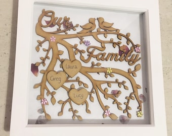 Family tree frame, Mother's Day gift, family tree box frame, personalised gift, mom gift, gift for mom, new parent gift, family tree,