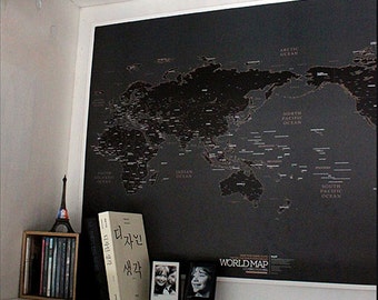 black world map poster