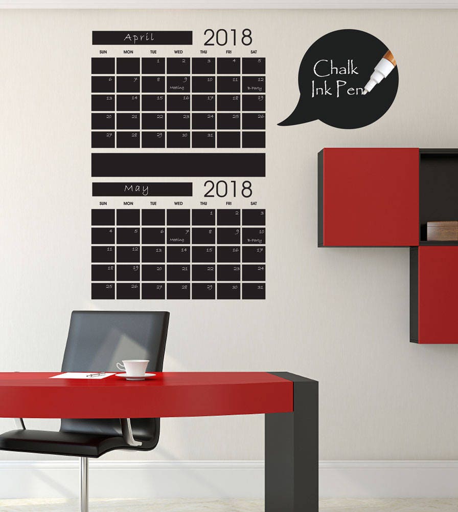 Chalkboard Calendar Chalkboard Decal Chalkboard Wall