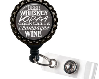 Happy Drinker - Black Retractable Badge Reel ID Holder