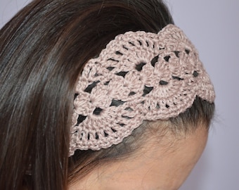 Lace adult headband, womens hair accessories, Beige headband women, crochet headband, boho headband, adult headband cotton, lace hairband