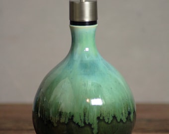 Handthrown Stoneware Soap Lotion Dispenser Pump Rainbow Trout Green