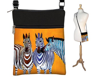Clara Nilles Sling Bag Shoulder Purse Crossbody Bag Small Travel Purse Zipper Cute Zebra Purse zebra stripes orange RTS