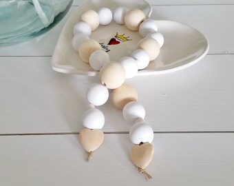 Wood Bead Garland. Wood Bead. Wood Heart Bead. Wood Garland. Bead Garland. Wood Heart.