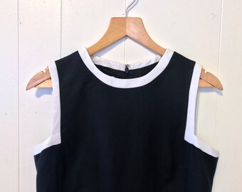 1990's Black and White Shift Dress by Yves Cossette Depeche Mode // Excellent Construction // Medium
