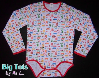 Adult Baby Transportation LONG sleeve snap crotch Bodysuit ABDL