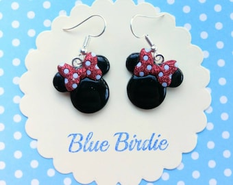 Minnie mouse dangle earrings Disney jewelry Disney earrings Minnie mouse jewelry Minnie Mouse earrings Minnie Mouse jewelry gifts