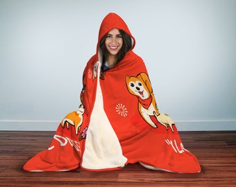 I Love Dogs Hooded Blanket, Dog Blanket, Dog Pajamas, Dog Robe