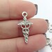 10 Caduceus Charms, Medical Charms, Nurse Charms, Physician Doctor Charms (1-1103)
