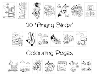 ANGRY BIRDS - Colouring Book Pack - 20 x A4 Sheets ! (Rainy Day/ Holiday Craft for Children)