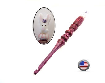 Handmade Wood Crochet Hook Easter Bunny size J
