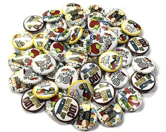 100 Days of School, 1", Button, School Party Favor, 100 Days, 100 Days of School Party, School Pin, School Party, Hundred, 100 Celebration