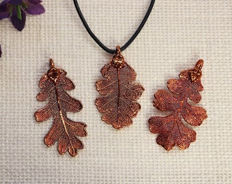 SALE Leaf Necklace, Copper Oak Leaf, Real Lacey Oak Leaf Necklace, Oak, Copper Leaf Pendant, SALE381
