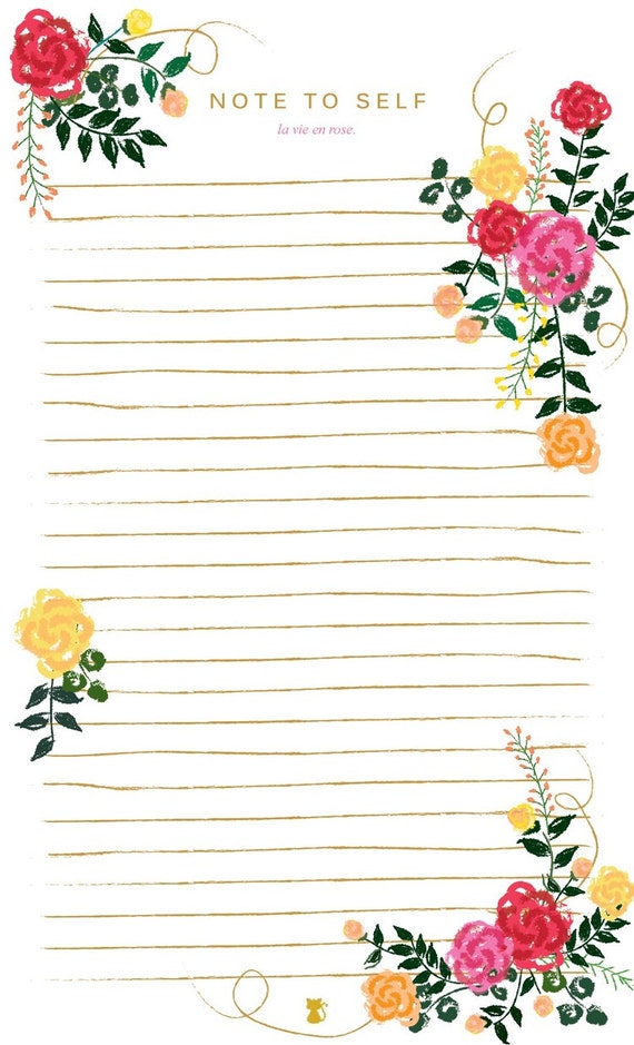 la vie en rose floral lined notepad to do list notes home