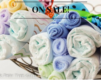 NEW Baby Bouquet, Washcloth Bouquet, Baby Shower Gift - The Kristin Collection