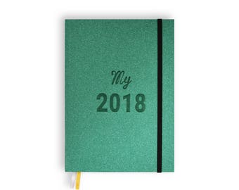 Agenda My 2018 - vert + 3 planches de stickers