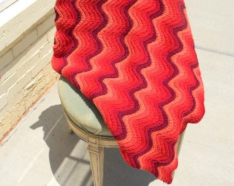 Lovers Flame Stitch Hand Crochet Afghan