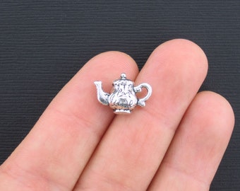 5 Tea Pot Charms Antique Silver Tone - SC1601