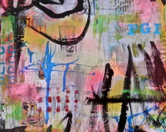 There Are People Who Live On Dreams, She Said- art collage painting mixed media canvas contemporary abstract pop art