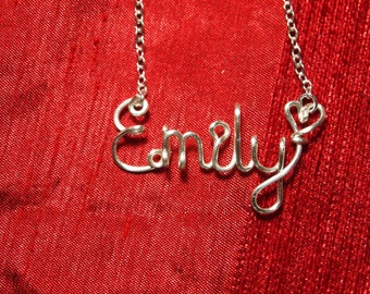 Name Necklaces,Emily necklace,Personalized wedding jewelery,Birthday gift,Bridesmaid necklace,Custom Name necklace