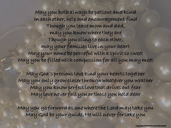 Wedding Blessing Digital Print Father of Bride Poem Download