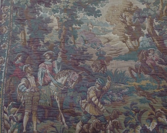 Wall Tapestry, Antique Tapestry, Wall Hanging, Weaving Gobelin, Hunting Scene, Collectables, French Tapestry, French Home Decor