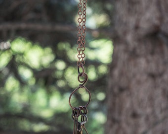 Collier en cuivre, Skelleton key, collier Antique, fil de cuivre, chaîne de cuivre, collier fait main, collier rustique, collier Tassel