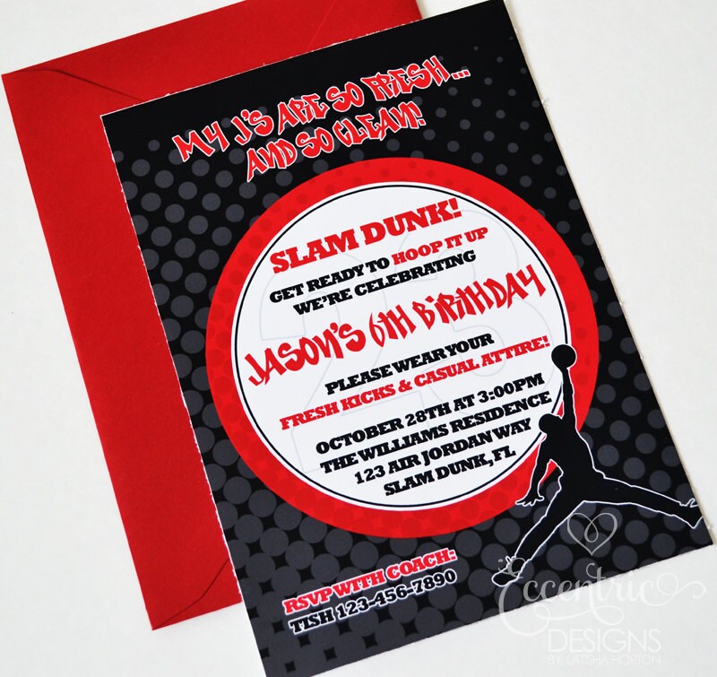 Air Jordan Birthday Party Invitation You Print Jumpman