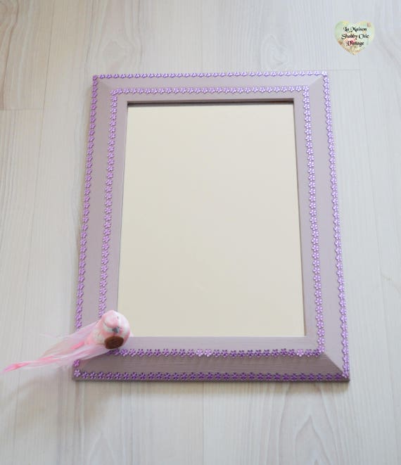 Lilac Mirror Purple Daisy 2 Way Wooden Framed